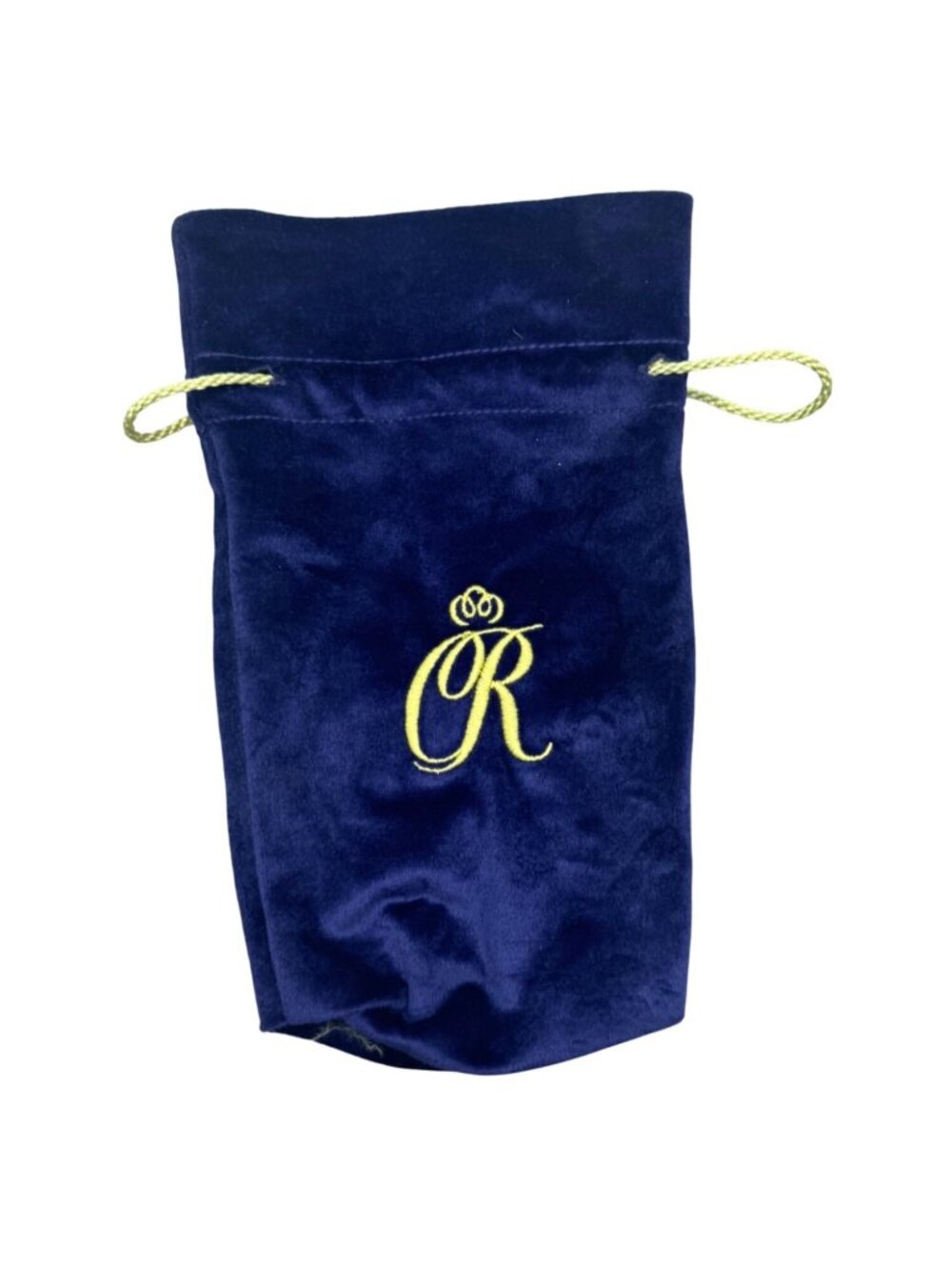 Premium Navy Blue Velvet Jewelry Pouch With Gold Logo & Drawstring READ